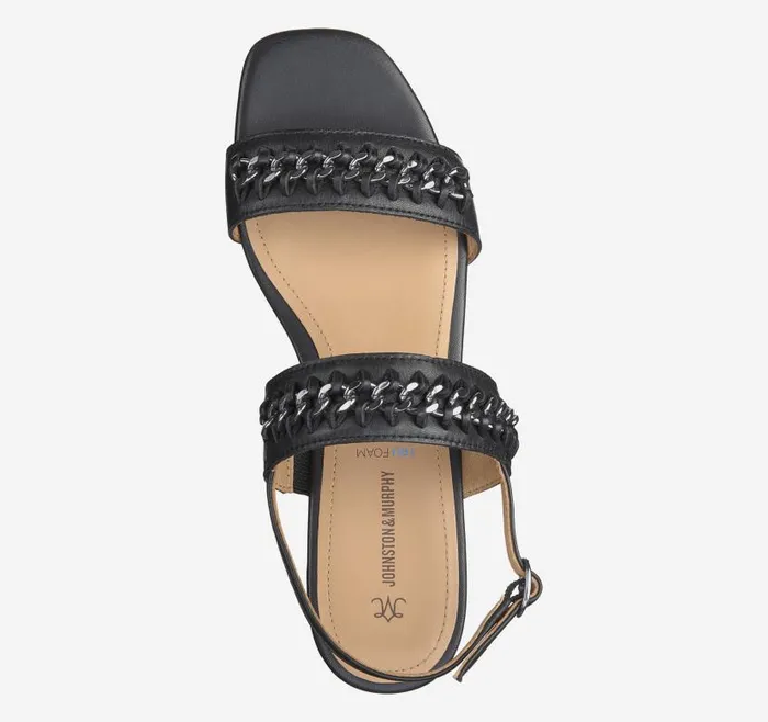 Women Johnston and Murphy Sandals Lilly Chain Sandal Black Glove Leather Women Johnston and Murphy Sandals Lilly Chain Sandal Black Glove Leather