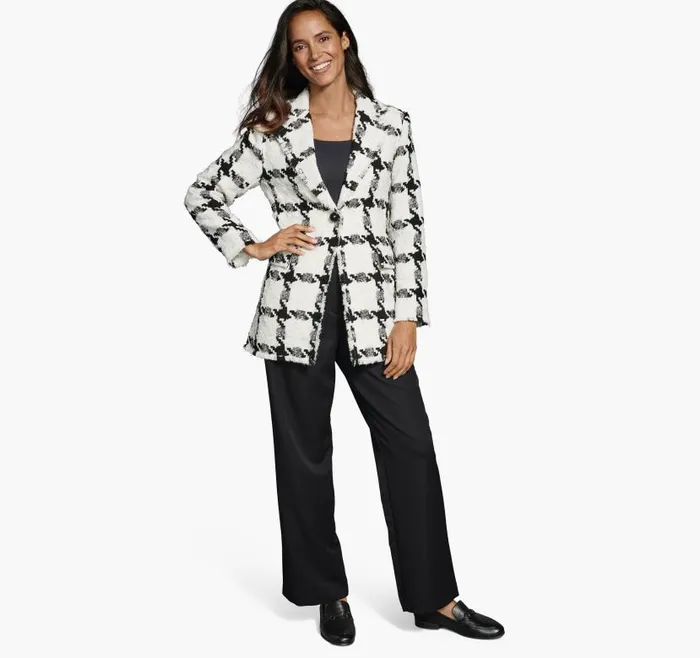 Women Johnston and Murphy Shirts Sweaters and Blazers Large Houndstooth Tweed Blazer Whiteblack Women Johnston and Murphy Shirts Sweaters and Blazers Large Houndstooth Tweed Blazer Whiteblack
