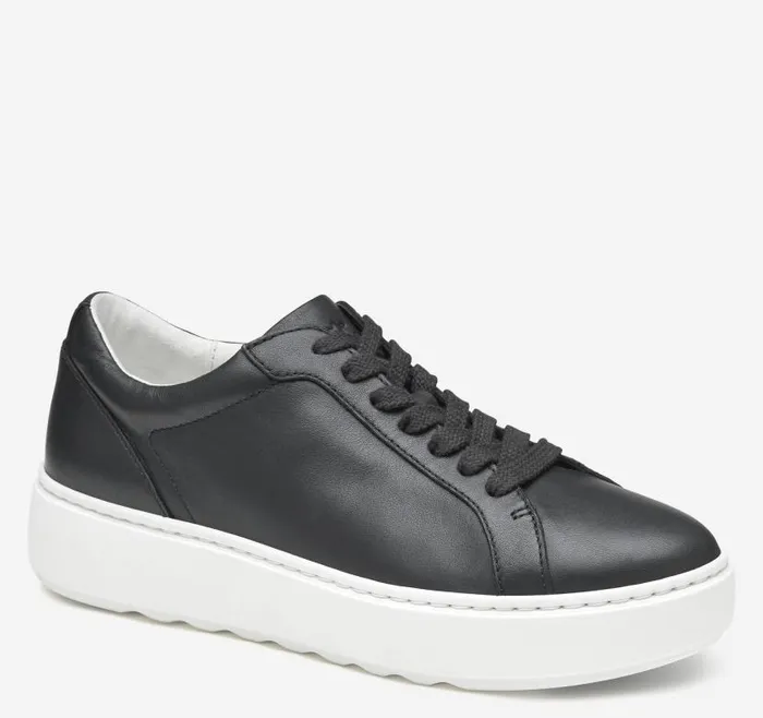 Women Johnston and Murphy Sneakers Cammie LaceUp Black Tumbled Full Grain