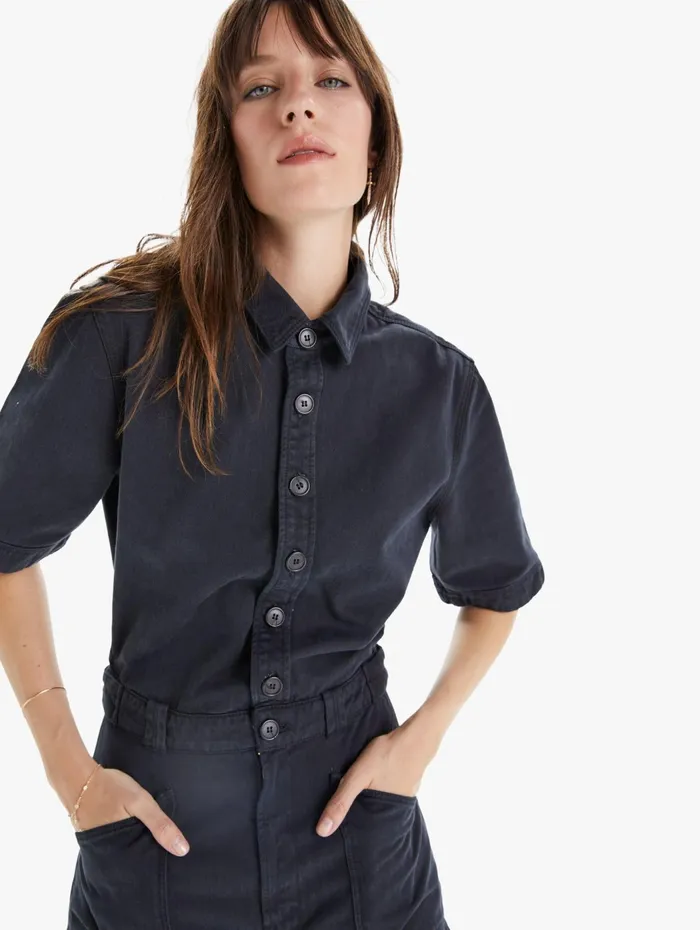 Women Jumpsuits Mother Denim The Elbow Grease Jumpsuit Flood Black