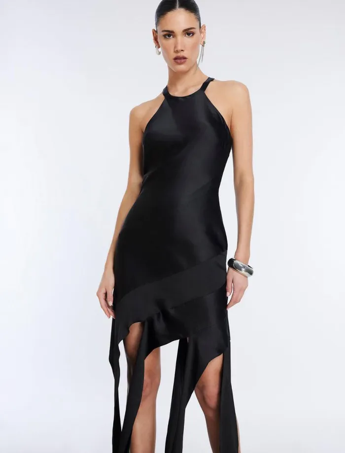 Women Kalina Cascading Ruffle Dress Black BCBG Dresses Women Kalina Cascading Ruffle Dress Black BCBG Dresses