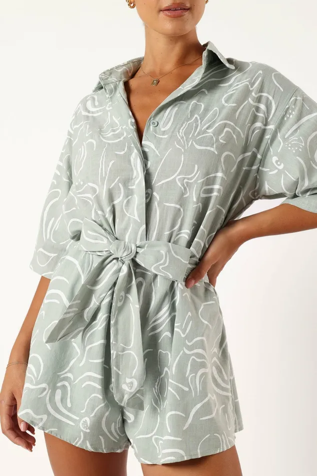 Women Kellie Romper Sage Jumpsuits and Rompers Petal and Pup
