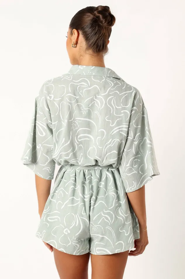 Women Kellie Romper Sage Jumpsuits and Rompers Petal and Pup