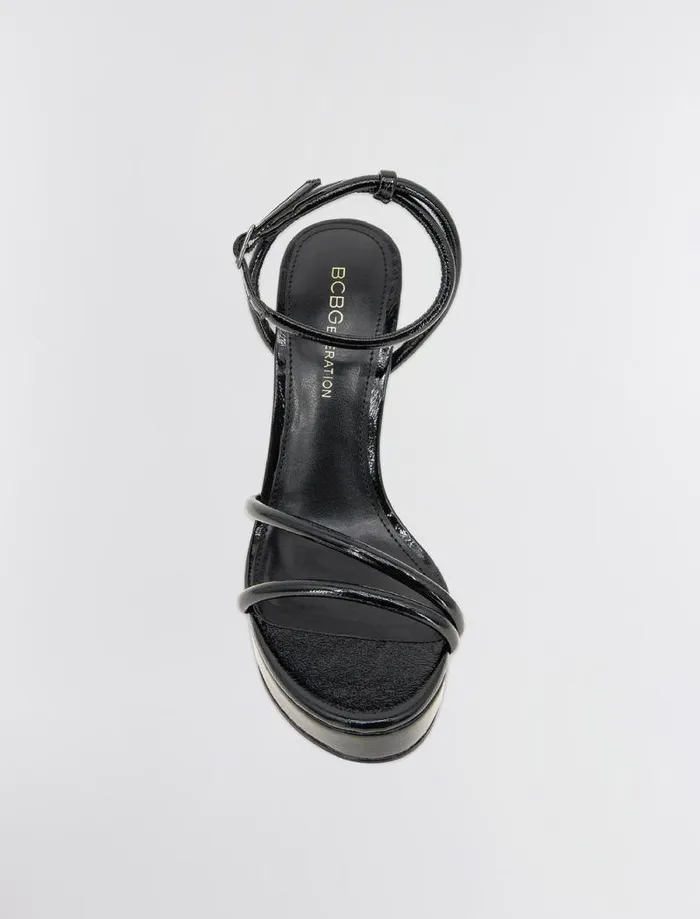 Women Kendi Sandal Heel Black Patent BCBG Shoes