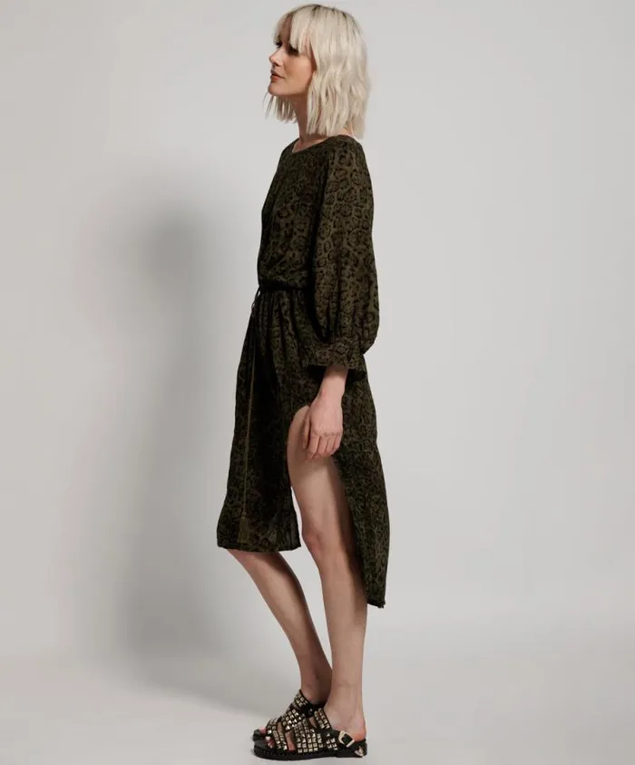 Women KHAKI LEOPARD TIE DYE SOCIETY CLUB DRESS One Teaspoon Midi and Maxi Dresses
