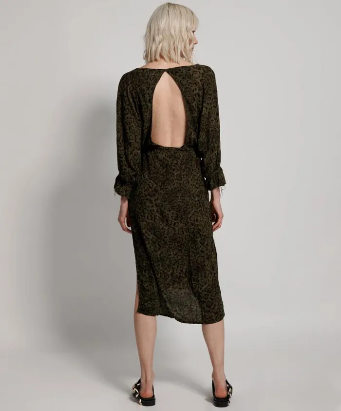 Women KHAKI LEOPARD TIE DYE SOCIETY CLUB DRESS One Teaspoon Midi and Maxi Dresses