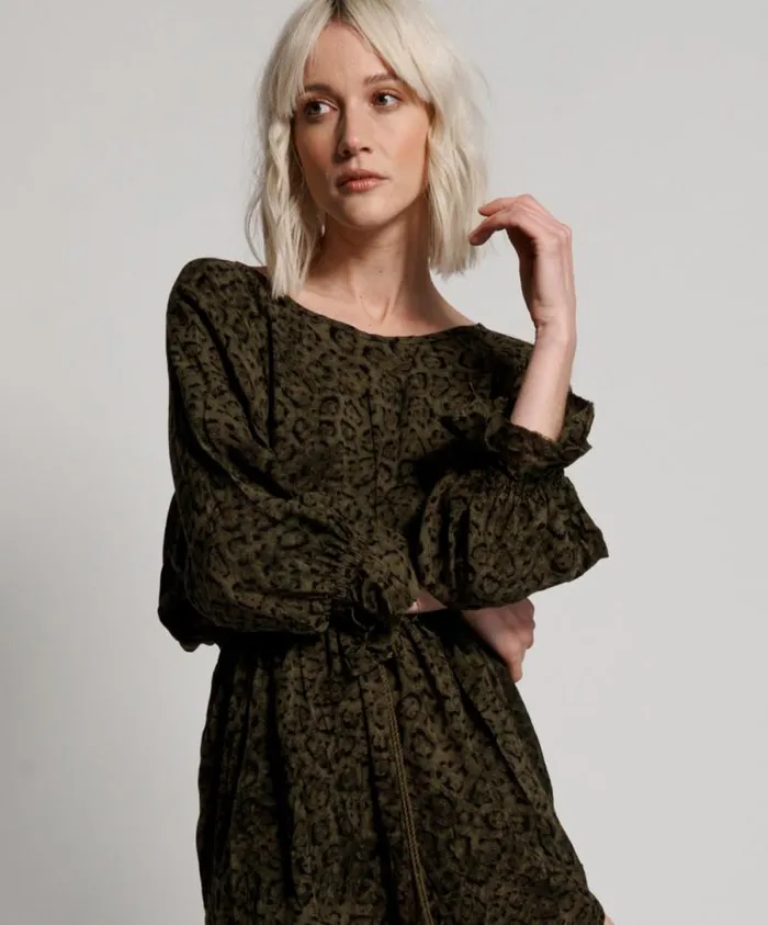Women KHAKI LEOPARD TIE DYE SOCIETY CLUB DRESS One Teaspoon Midi and Maxi Dresses