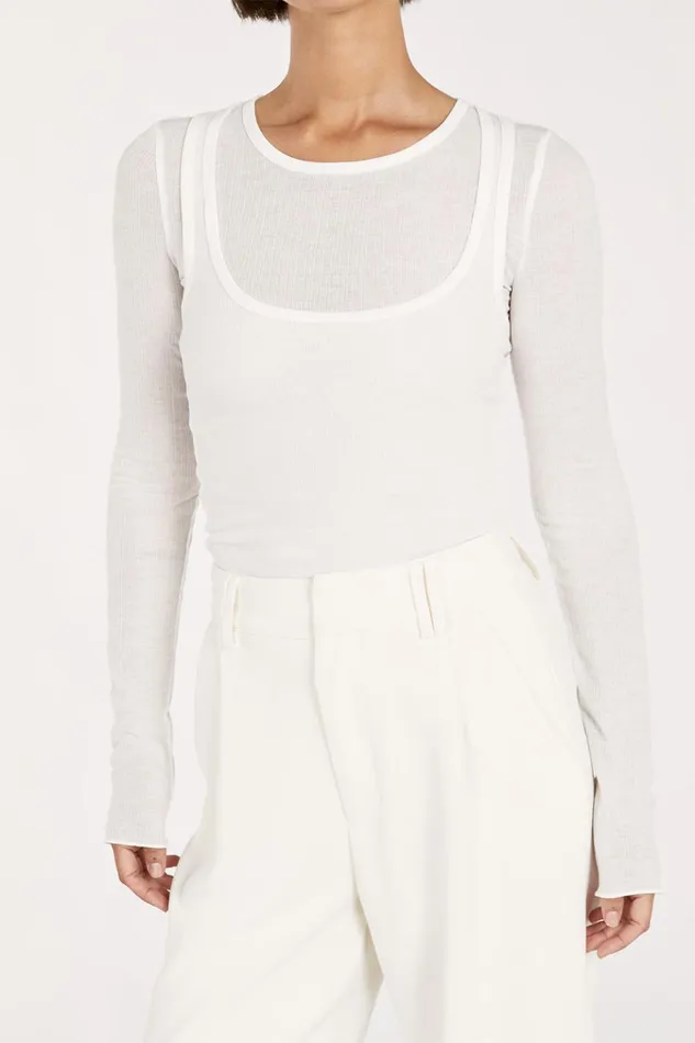 Women Knitted DISSH JUDE OFF WHITE SLEEVED LAYER TOP
