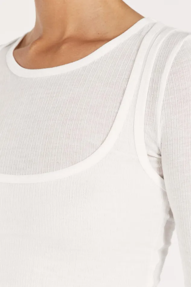 Women Knitted DISSH JUDE OFF WHITE SLEEVED LAYER TOP