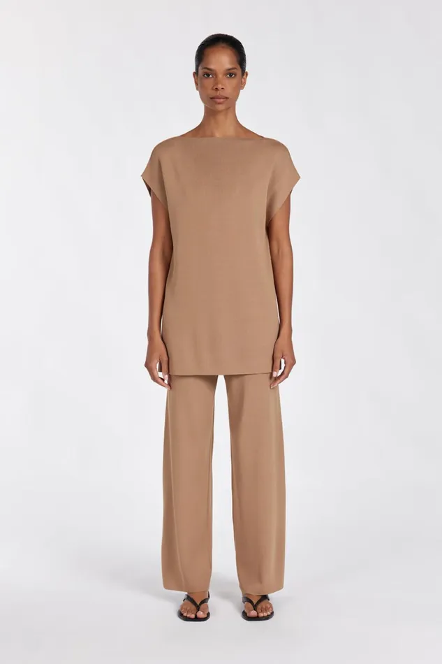 Women Knitted DISSH MABLE TAN LONGLINE KNIT TOP