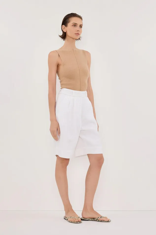 Women Knitted DISSH OWEN TAN BOAT NECK TOP