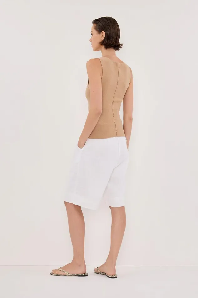 Women Knitted DISSH OWEN TAN BOAT NECK TOP