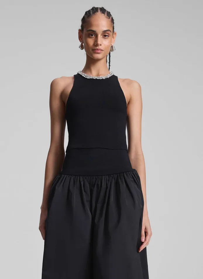 Women Knitwear ALC Bella Embellished Compact Knit Top Black