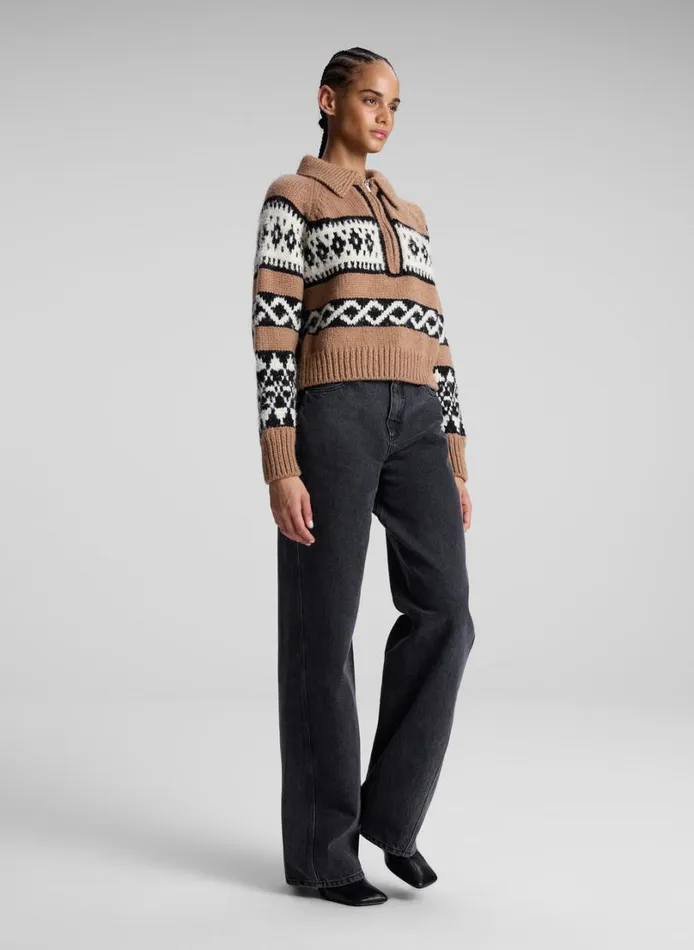 Women Knitwear ALC Carter Merino Fairisle Sweater Camel Multi
