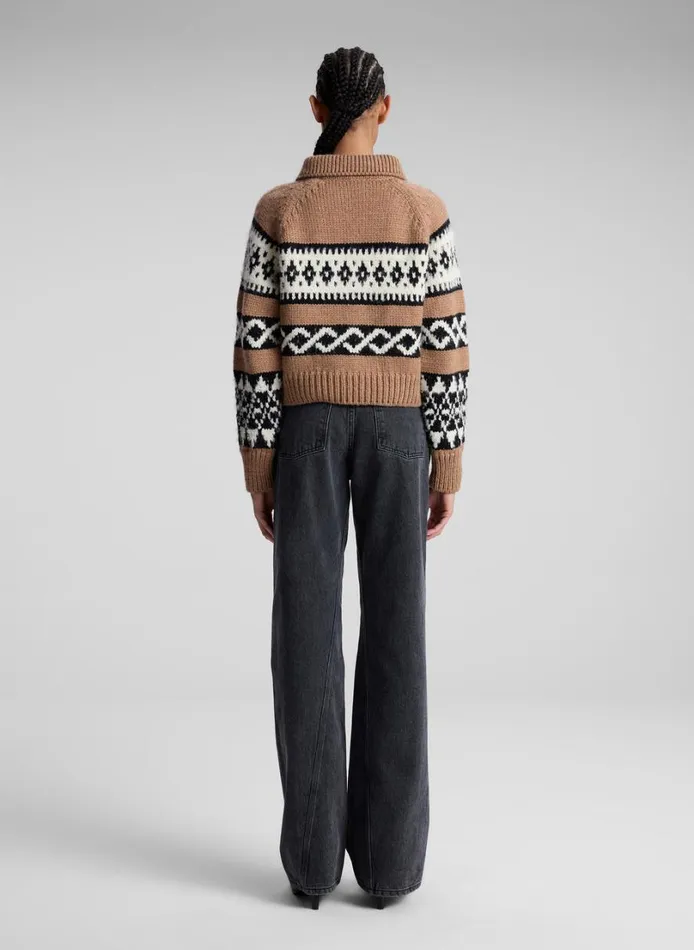 Women Knitwear ALC Carter Merino Fairisle Sweater Camel Multi
