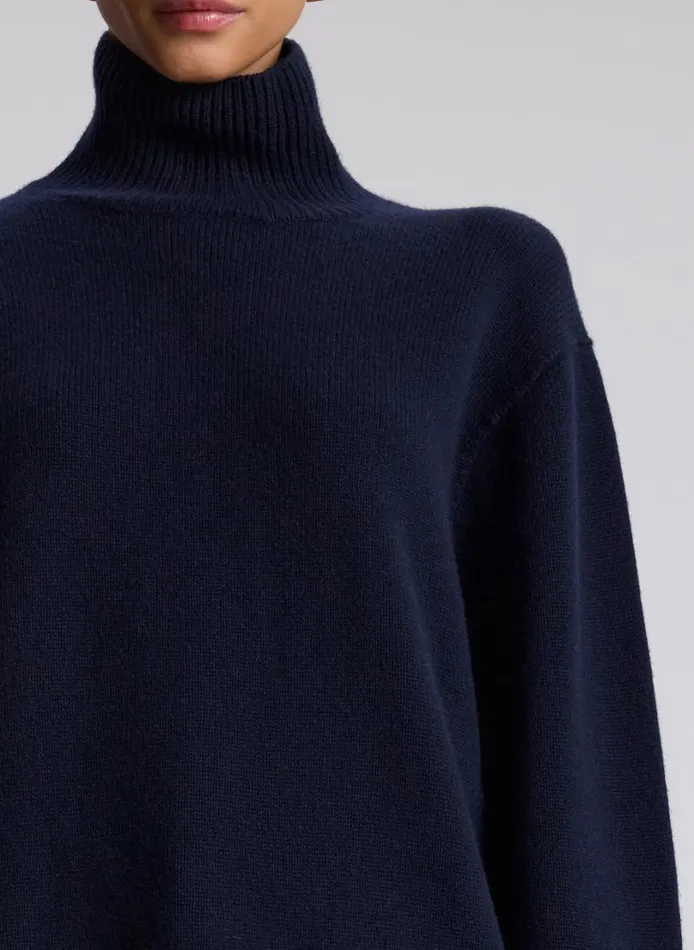 Women Knitwear ALC Teddy Cashmere Turtleneck Sweater Navy