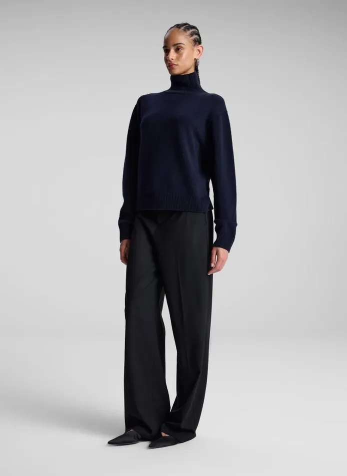Women Knitwear ALC Teddy Cashmere Turtleneck Sweater Navy