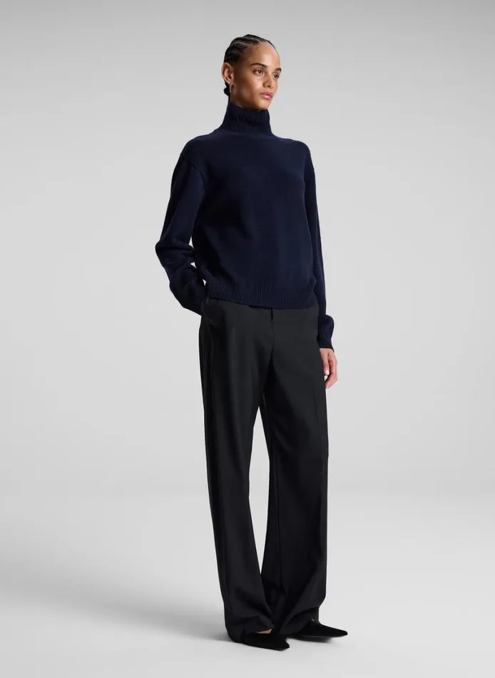 Women Knitwear ALC Teddy Cashmere Turtleneck Sweater Navy