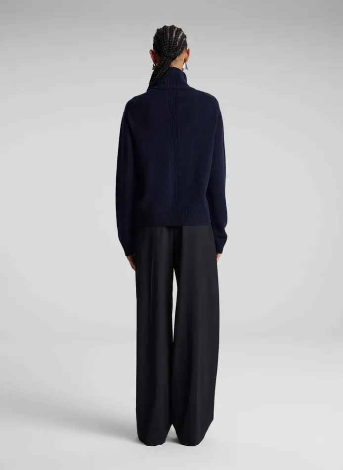 Women Knitwear ALC Teddy Cashmere Turtleneck Sweater Navy