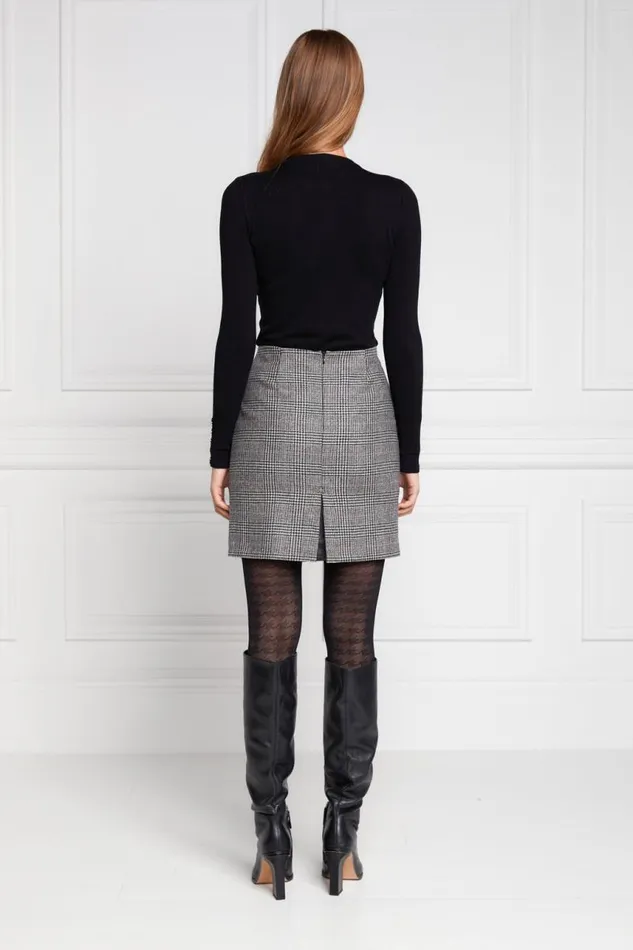 Women Knitwear Holland Cooper Buttoned Knit Crew Neck Black