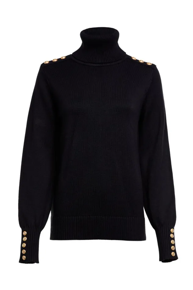 Women Knitwear Holland Cooper Chamonix Roll Neck Knit Black