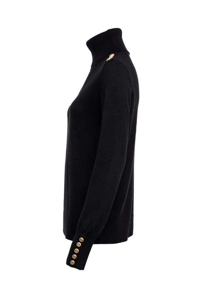 Women Knitwear Holland Cooper Chamonix Roll Neck Knit Black