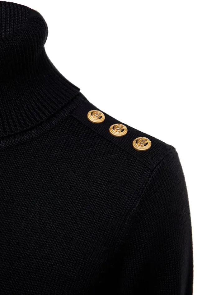 Women Knitwear Holland Cooper Chamonix Roll Neck Knit Black