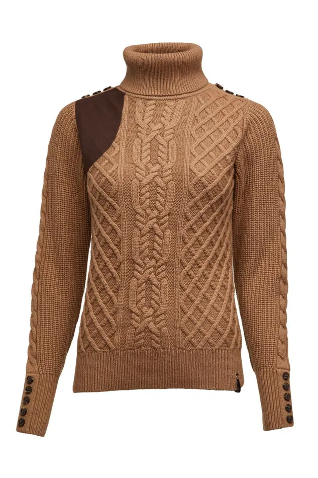 Women Knitwear Holland Cooper Country Roll Neck Knit Caramel Women Knitwear Holland Cooper Country Roll Neck Knit Caramel