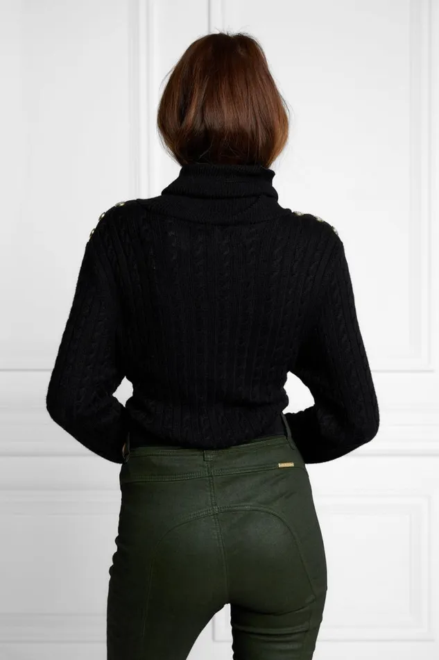 Women Knitwear Holland Cooper Seattle Roll Neck Cable Knit Black Women Knitwear Holland Cooper Seattle Roll Neck Cable Knit Black