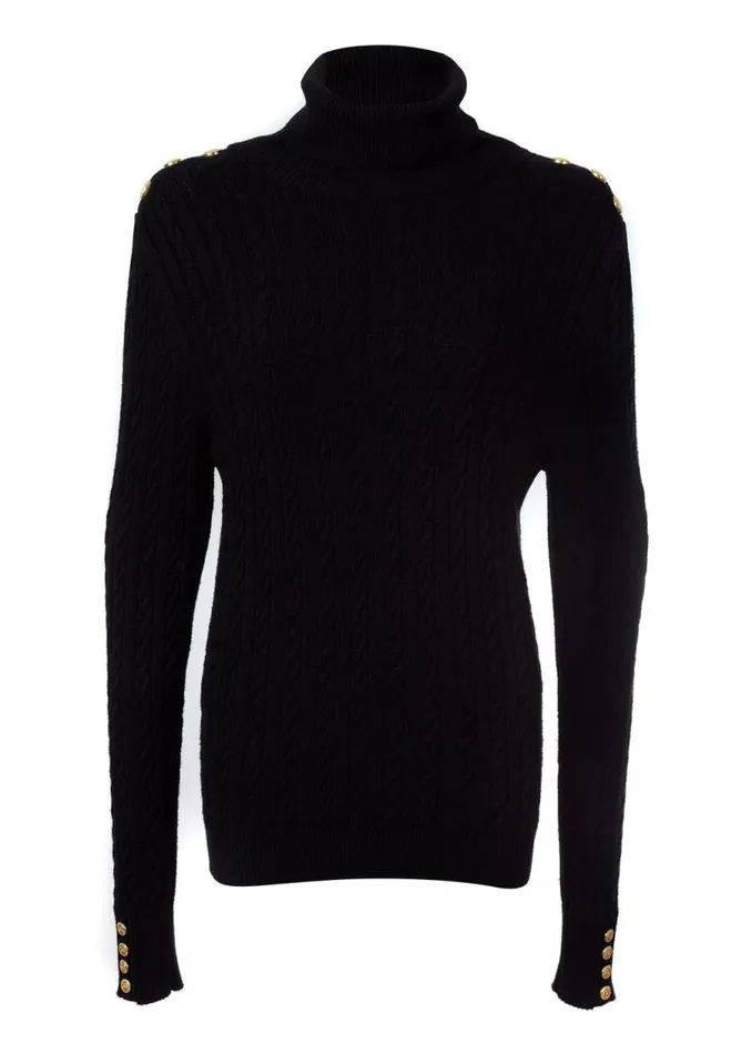 Women Knitwear Holland Cooper Seattle Roll Neck Cable Knit Black Women Knitwear Holland Cooper Seattle Roll Neck Cable Knit Black