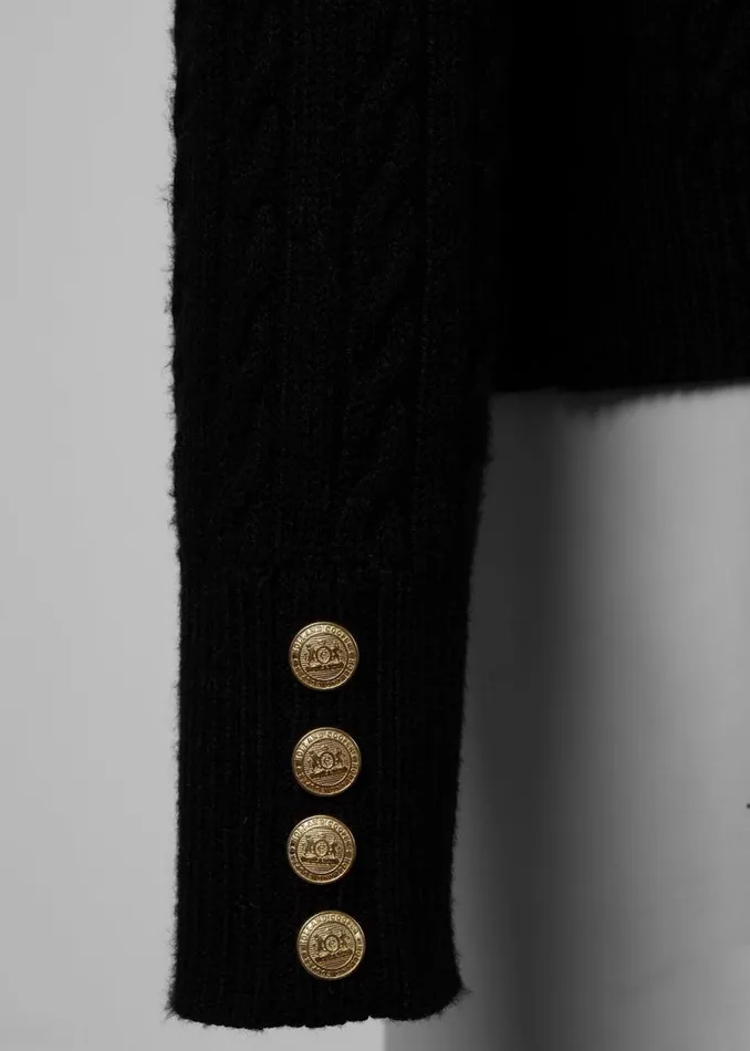 Women Knitwear Holland Cooper Seattle Roll Neck Cable Knit Black Women Knitwear Holland Cooper Seattle Roll Neck Cable Knit Black