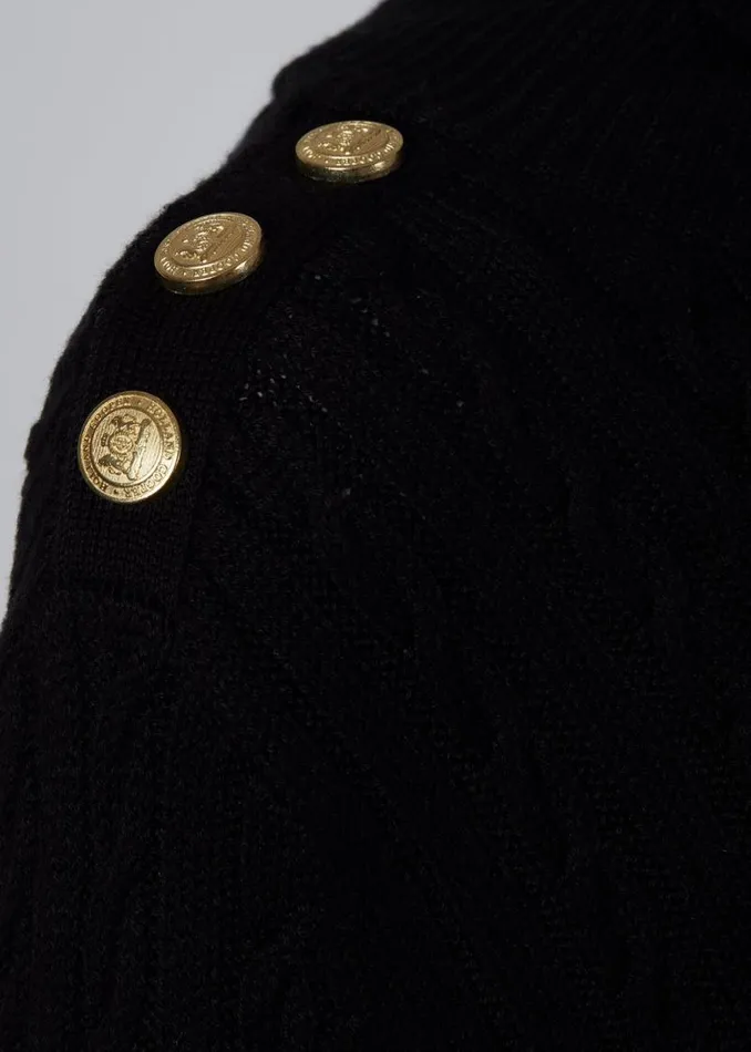 Women Knitwear Holland Cooper Seattle Roll Neck Cable Knit Black Women Knitwear Holland Cooper Seattle Roll Neck Cable Knit Black