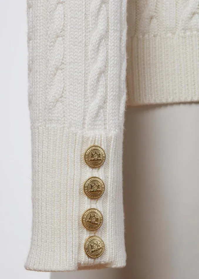 Women Knitwear Holland Cooper Seattle Roll Neck Cable Knit Winter White Women Knitwear Holland Cooper Seattle Roll Neck Cable Knit Winter White