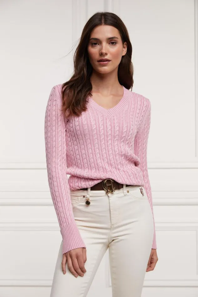 Women Knitwear Holland Cooper Seattle VNeck Knit Blush