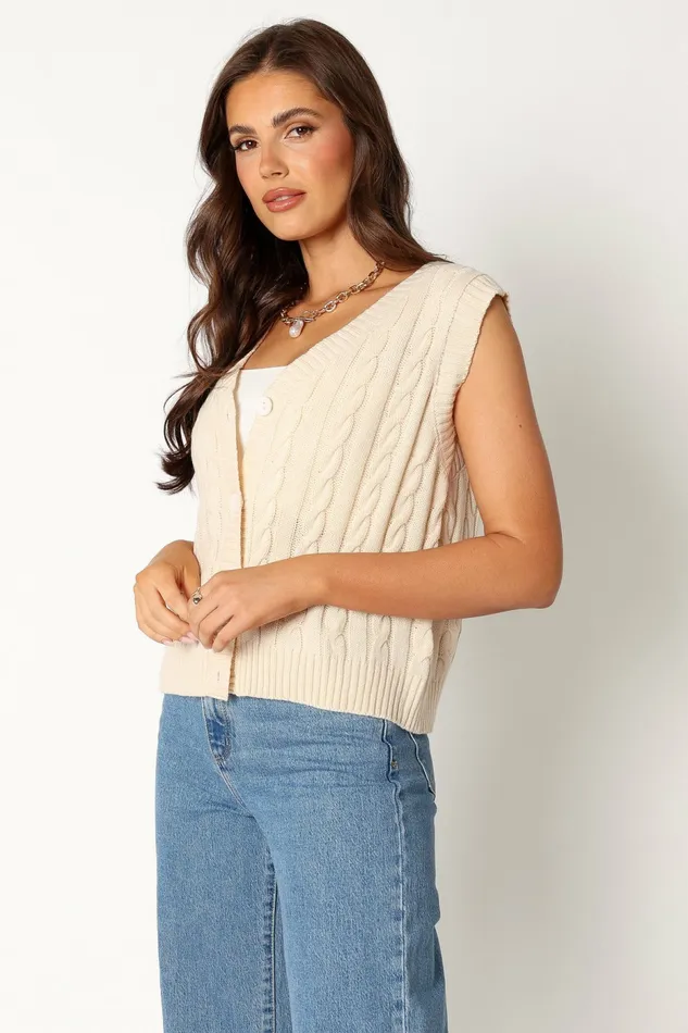 Women Kyle Knit Vest Cream Tops Petal and Pup
