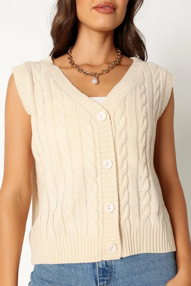 Women Kyle Knit Vest Cream Tops Petal and Pup