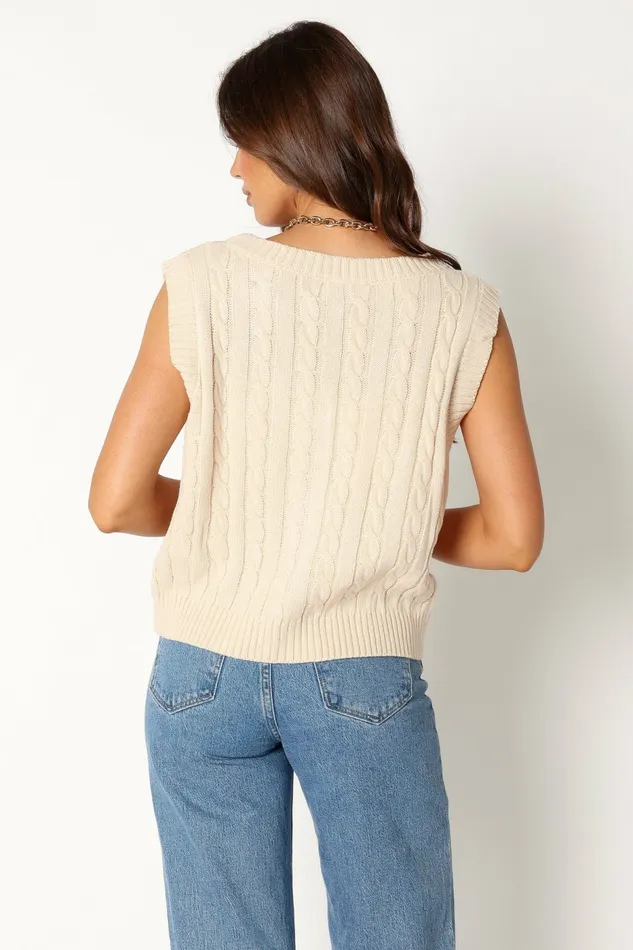 Women Kyle Knit Vest Cream Tops Petal and Pup