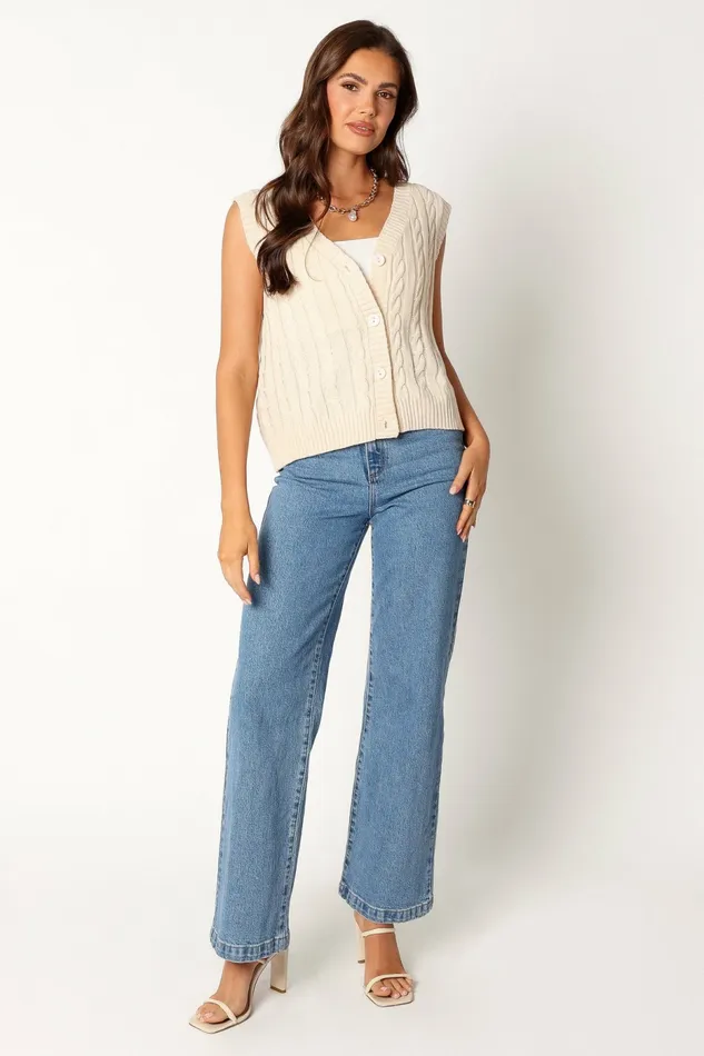 Women Kyle Knit Vest Cream Tops Petal and Pup