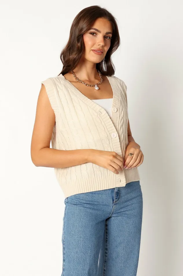 Women Kyle Knit Vest Cream Tops Petal and Pup