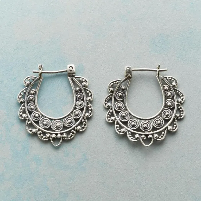 Women Laced Sterling Hoop Earrings Sundance Catalog Earrings