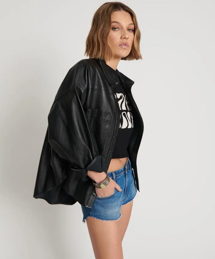 Women LAST KISS LEATHER DARIA SHACKET One Teaspoon Shirts Women LAST KISS LEATHER DARIA SHACKET One Teaspoon Shirts