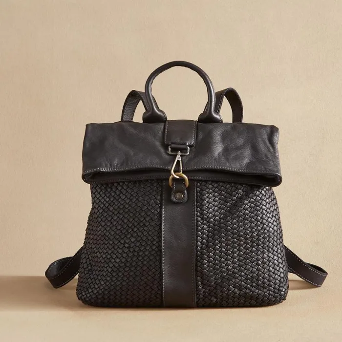 Women Liaison Woven Backpack Black Sundance Catalog Handbags