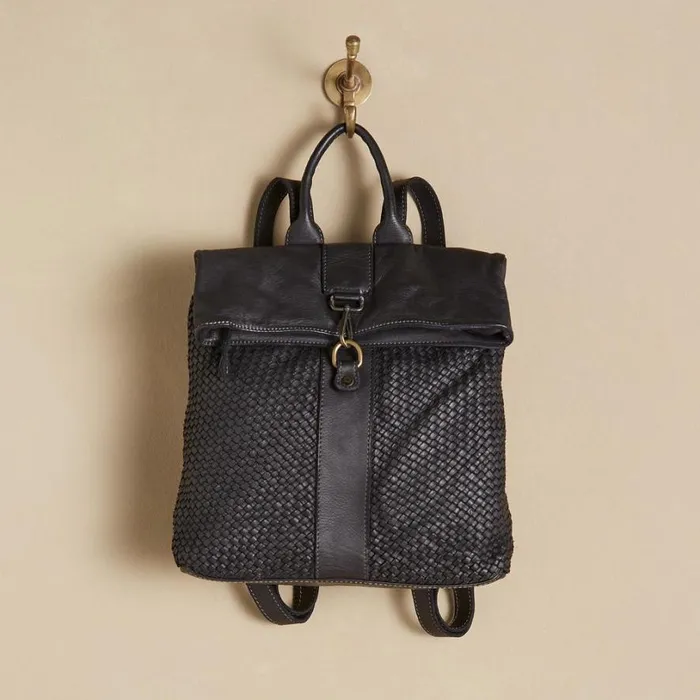 Women Liaison Woven Backpack Black Sundance Catalog Handbags