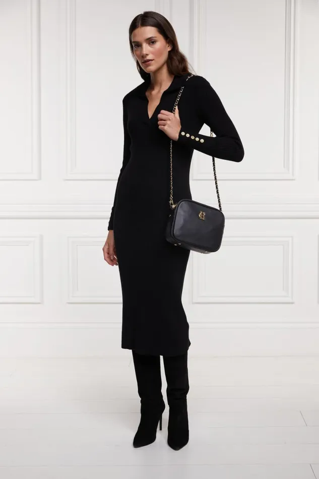 WomenLittle Dresses Holland Cooper Knitted Shirt Dress Black