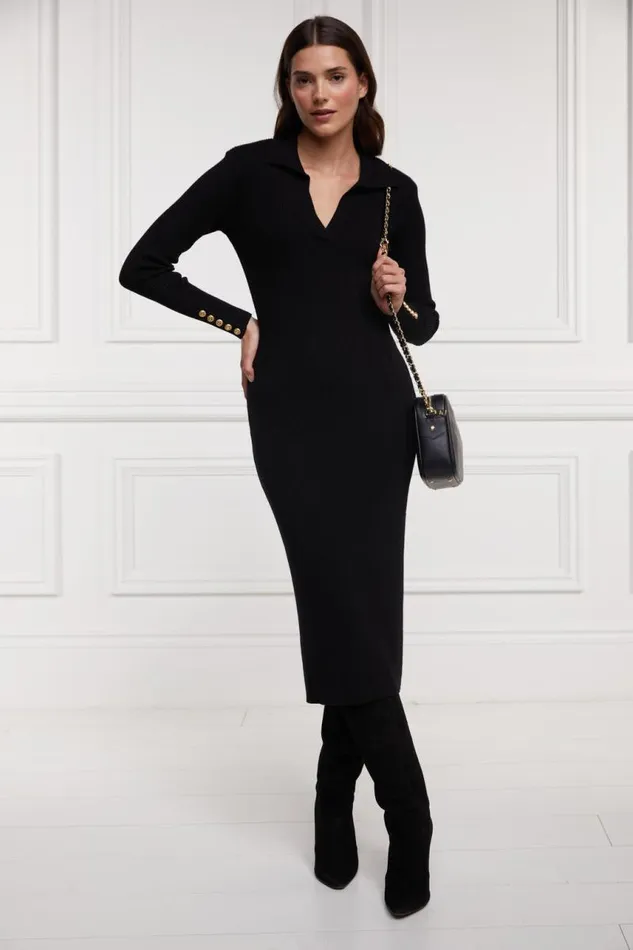 WomenLittle Dresses Holland Cooper Knitted Shirt Dress Black WomenLittle Dresses Holland Cooper Knitted Shirt Dress Black