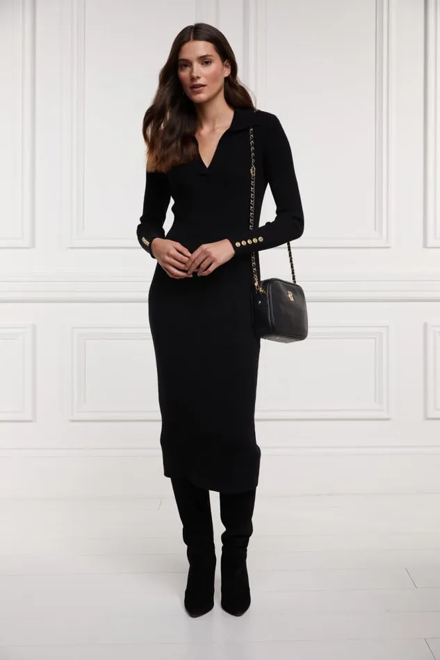 WomenLittle Dresses Holland Cooper Knitted Shirt Dress Black WomenLittle Dresses Holland Cooper Knitted Shirt Dress Black
