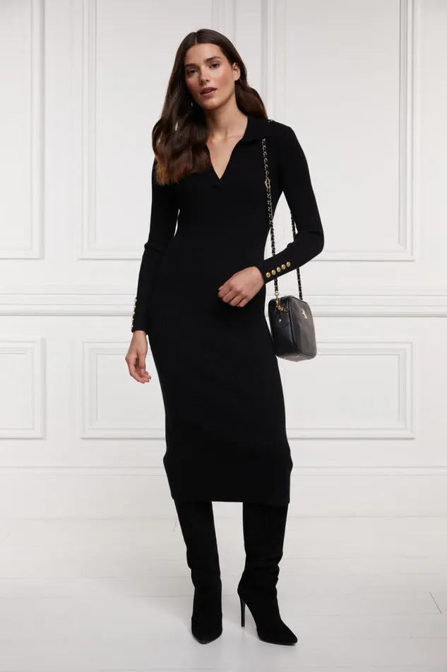 WomenLittle Dresses Holland Cooper Knitted Shirt Dress Black WomenLittle Dresses Holland Cooper Knitted Shirt Dress Black