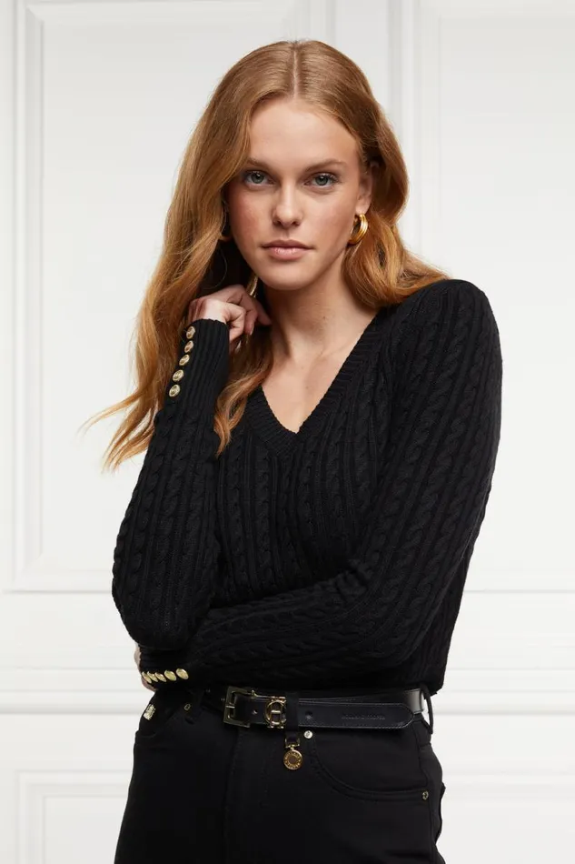 WomenLittle Knitwear Holland Cooper Seattle VNeck Knit Black
