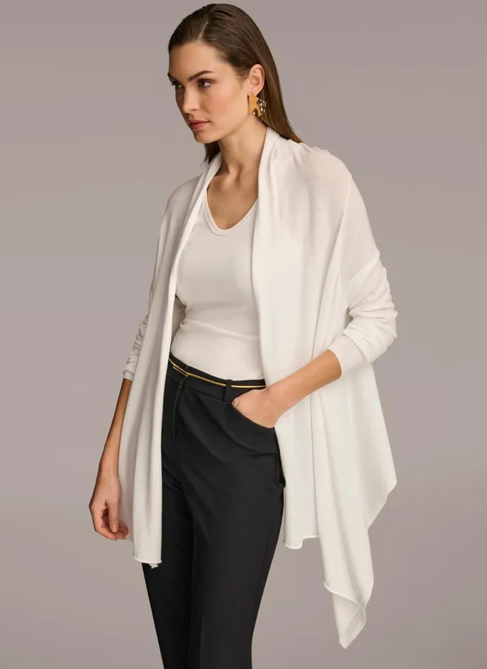 Women LONG SLEEVE DRAPE CARDIGAN Cream Donna Karan New York Sweaters And Tops Women LONG SLEEVE DRAPE CARDIGAN Cream Donna Karan New York Sweaters And Tops