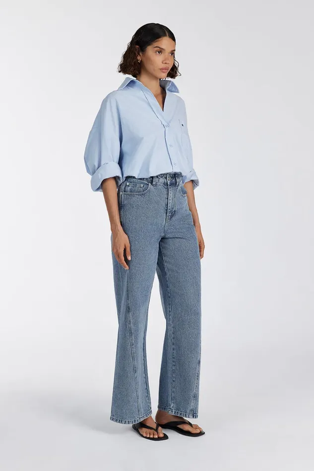 Women Long Sleeved DISSH RHEA BLUE COTTON SHIRT